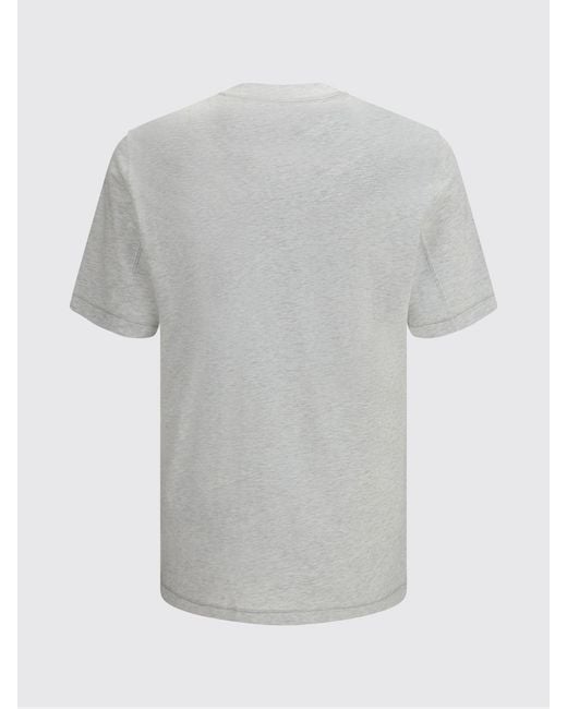Brunello Cucinelli Gray Cotton T-Shirt With Logo for men