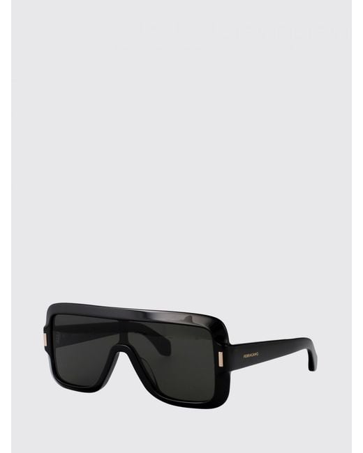 Ferragamo Black Tortoiseshell Rectangular Shield Sunglasses
