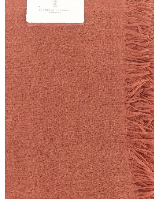 Brunello Cucinelli Orange Cashmere And Silk Scarf