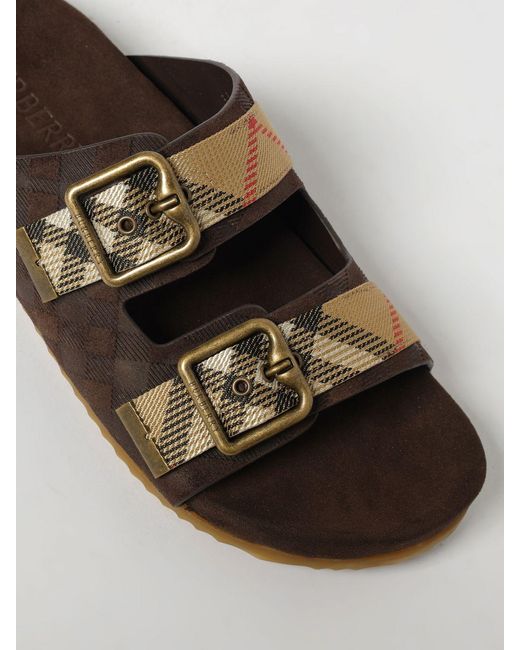 Burberry Brown Check Embossed Suede Sandal
