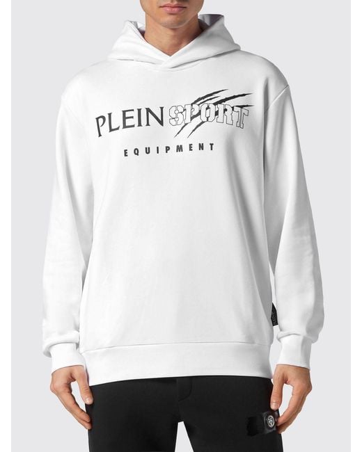 Philipp Plein Gray Printed Logo Cotton Hoodie With Dropped Shoulders for men