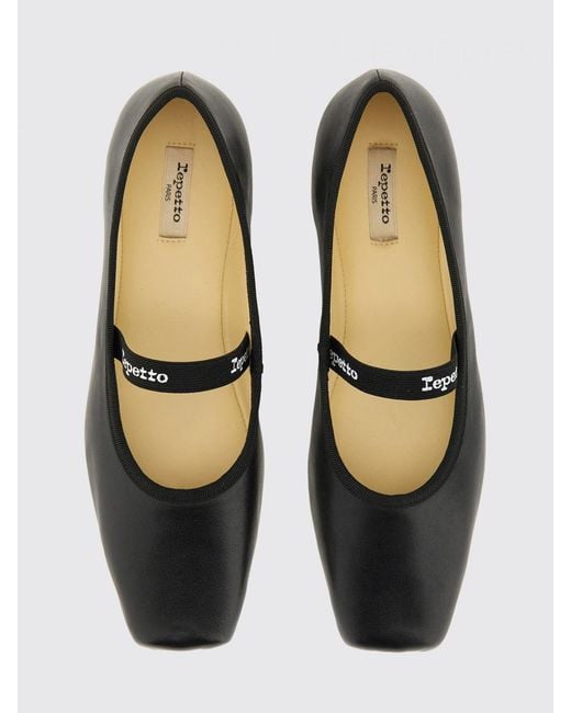 Repetto White Lizbeth Calfskin Mary Jane Flats With Square Toe