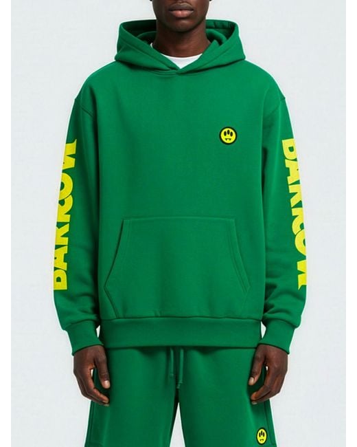 Barrow Green Cotton Hoodie With Logo for men