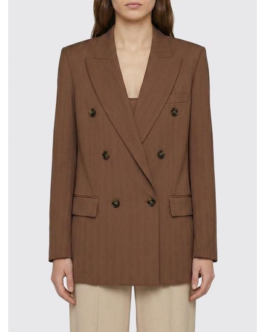 Stella McCartney Brown Double-Breasted Viscose Blazer