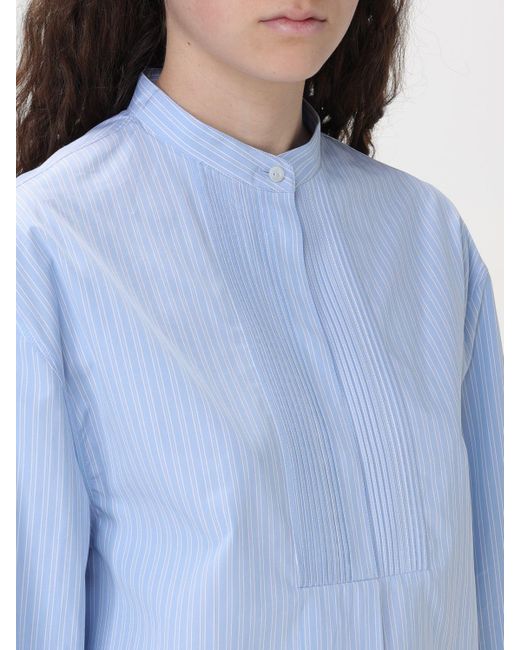 Blusa in cotone a righe di Jil Sander in Blue