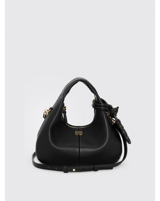 Ganni Black Recycled Leather Hobo Bag