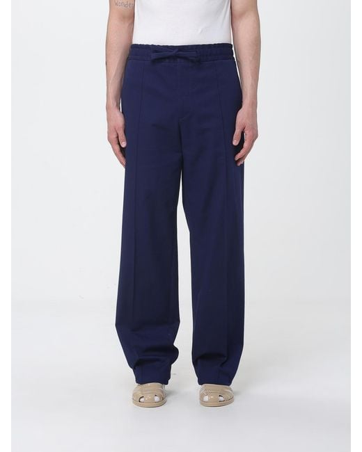 Valentino Blue Cotton Wide Leg Trousers for men