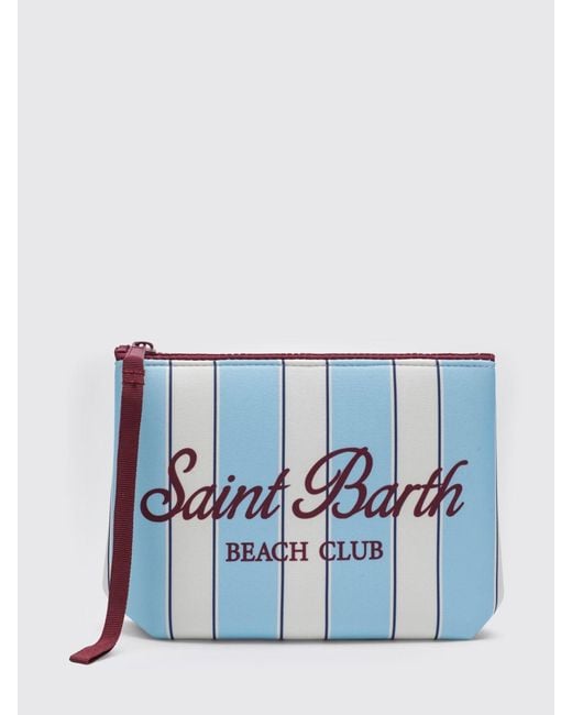 Mc2 Saint Barth Blue Aline Striped Polyester Pouch for men