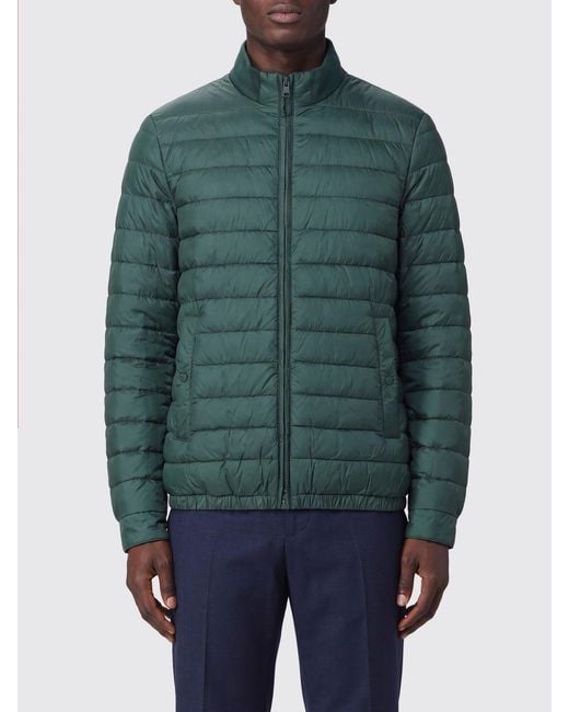 Herno Green Short Quilted Nylon Puffer Jacket With High Collar And Elasticated Hem for men