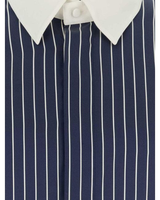 Tom Ford Blue Striped Slim Fit Pure Silk Shirt With French Collar for men
