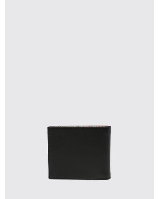 Paul Smith White Bifold Calfskin Leather Wallet With Striped Interior And Laminated Logo for men