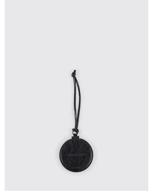 Balenciaga White Arena Leather Keychain With Mirror