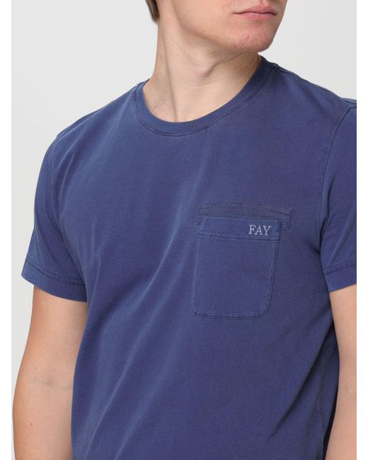 T-shirt in jersey con taschino di Fay in Blue da Uomo