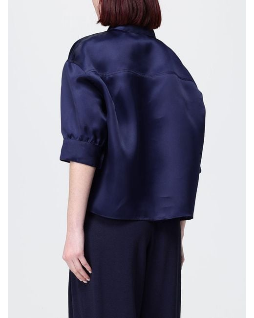 Alberta Ferretti Blue Silk Organza Shirt