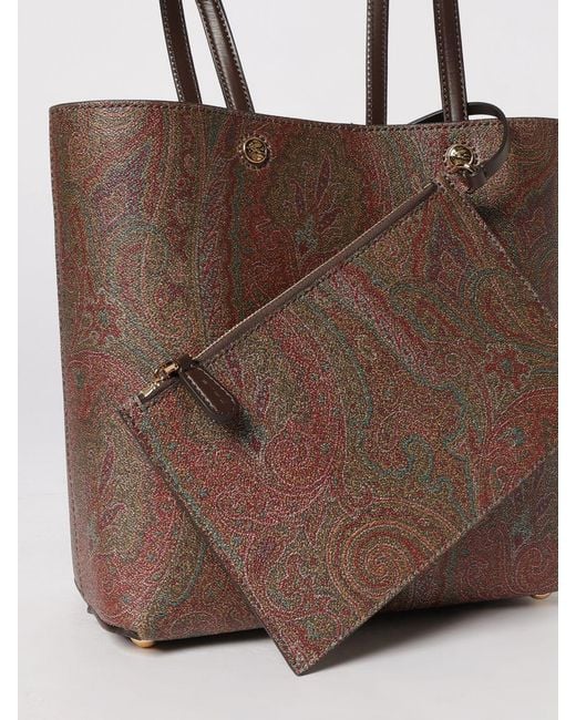 Etro Brown Essential Paisley Print Coated Cotton Bag