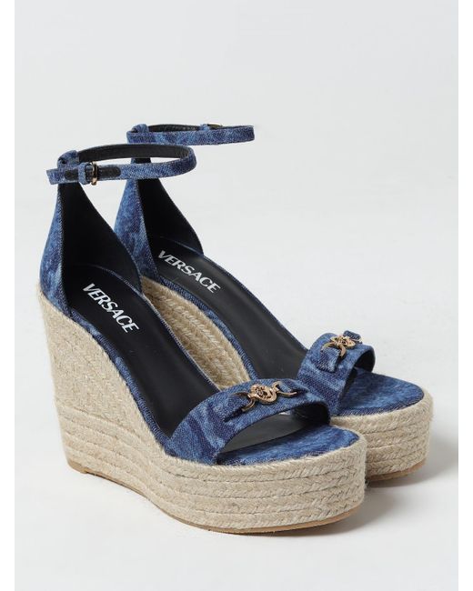 Versace Blue Wedge Shoes