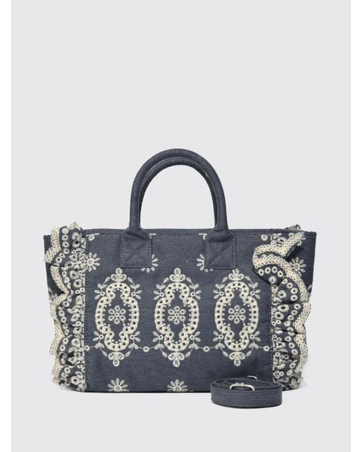 Mc2 Saint Barth Blue Colette Cotton And Sangallo Bag
