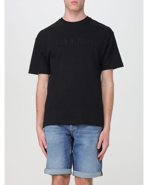 T-shirt di cotone di Calvin Klein in Black da Uomo