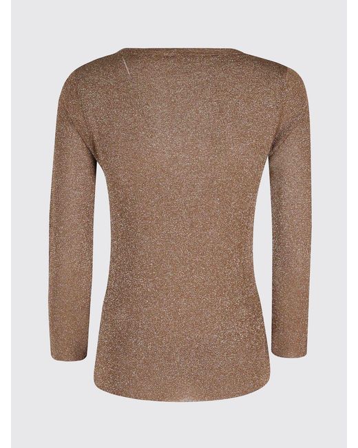 Roberto Collina Brown Lurex Crew-Neck Sweater