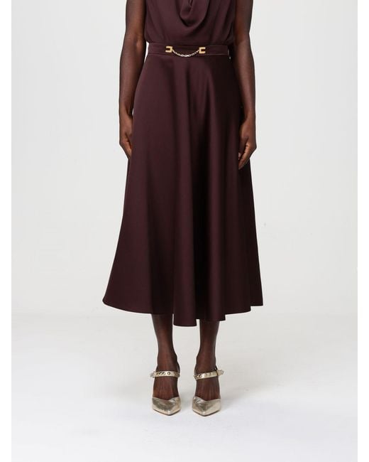 Elisabetta Franchi Purple Satin Skirt