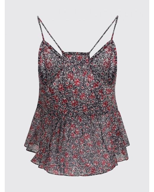 Isabel Marant Purple Cotton Lirhetta Top With Floral Print