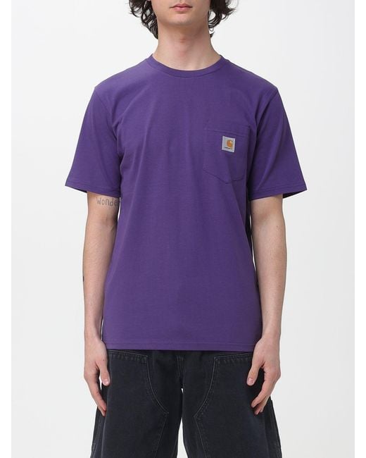 Carhartt Purple Cotton Jersey T-Shirt With Logo for men
