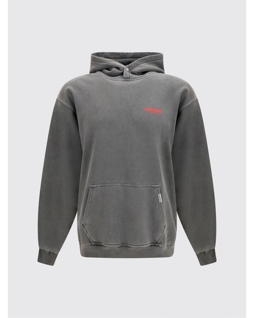 Represent Gray Relaxed Fit Cotton Hoodie With Printed Logo for men