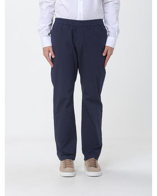 Barena Blue Stretch Cotton Straight Trousers for men