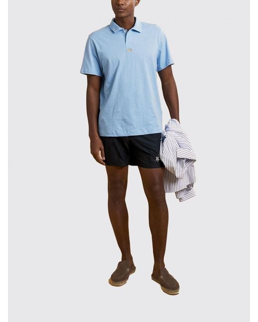 La Martina Blue Cotton Polo for men