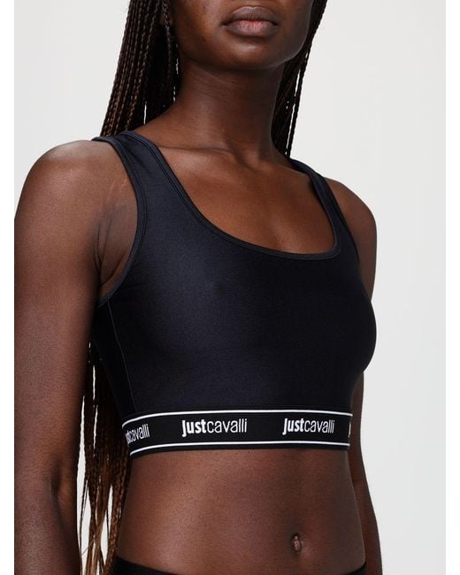 Just Cavalli Black Stretch Technical Fabric Crop Top