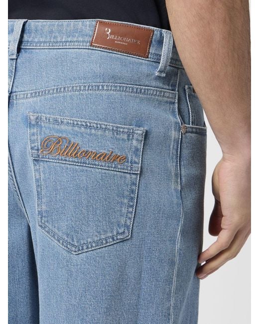 Billionaire Blue 5-Pocket Cotton Denim Shorts With Embroidered Rear Logo for men