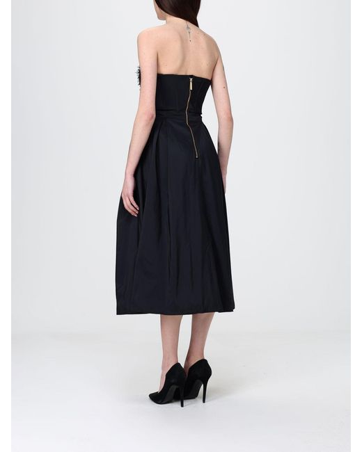 Elisabetta Franchi Black Taffeta Midi Dress