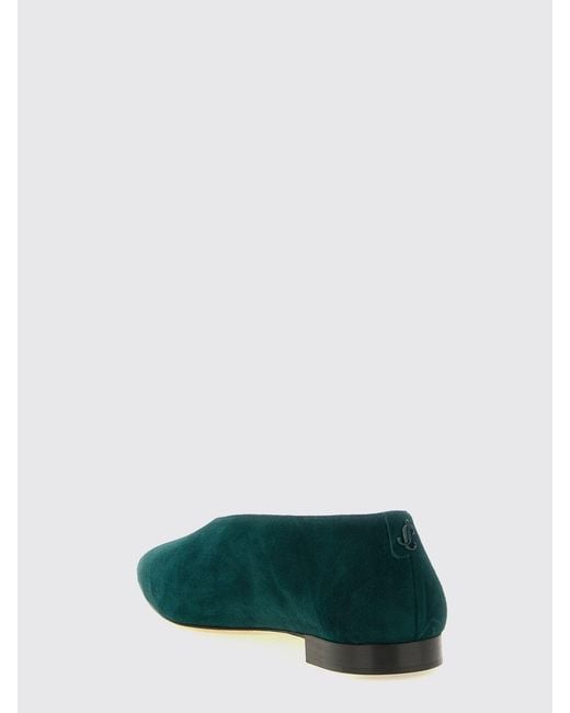 Jimmy Choo Green Margot Suede Almond-Toe Ballet Flats With A Leather Sole