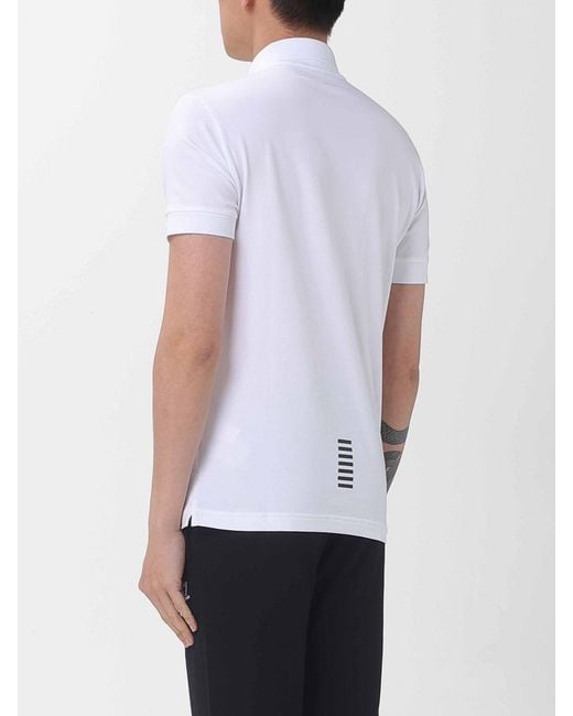 EA7 White Cotton Polo Shirt With Logo for men