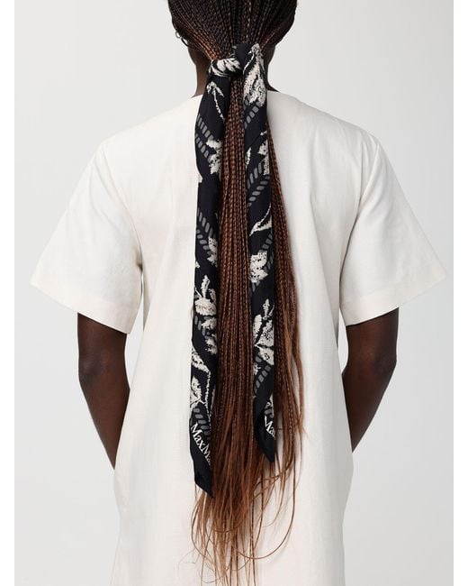 Max Mara Black Printed Silk Foulard