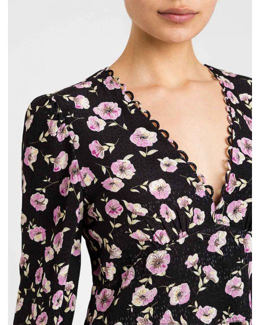 Twinset Black Mini Viscose Dress With Floral Print
