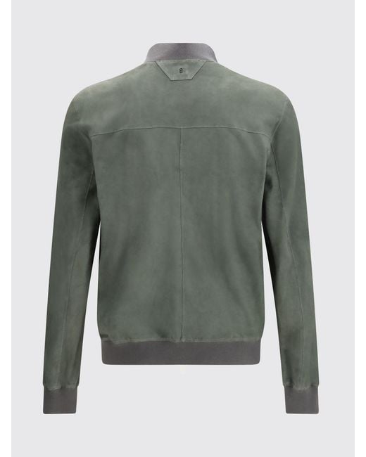 Salvatore Santoro Green Suede Bomber Jacket for men