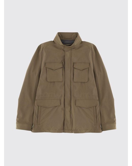 Herno Brown Utility-Style Technical Fabric Windbreaker Jacket With High Neck for men