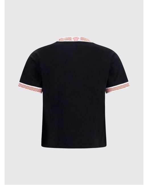 Versace Black Greca Print Crew-Neck Cotton T-Shirt
