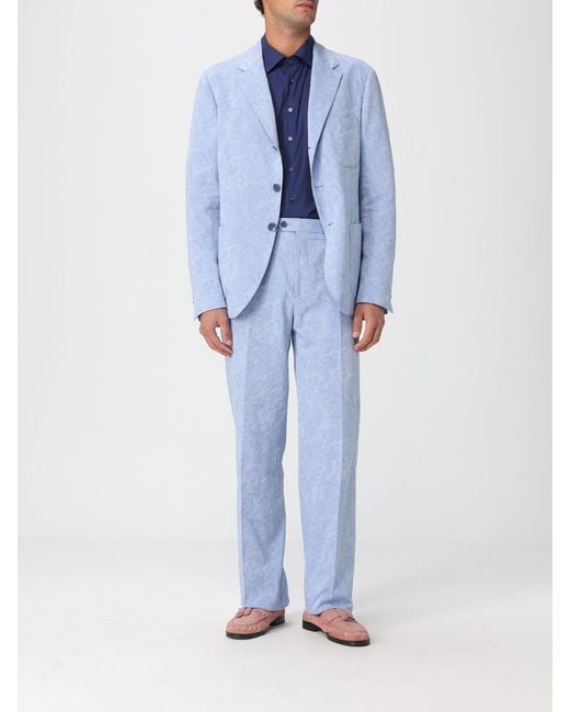 Etro Blue Cotton Poplin Shirt for men