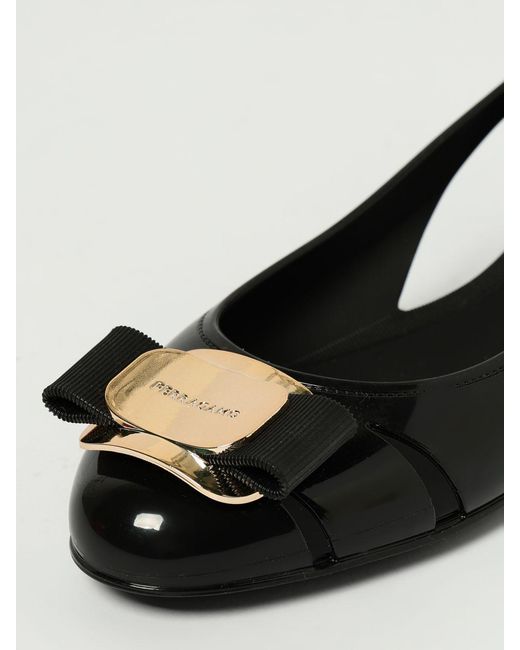 Ferragamo Black Jelly Rubber Ballerinas