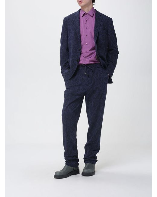 Etro Purple Casual Cotton T-Shirt for men