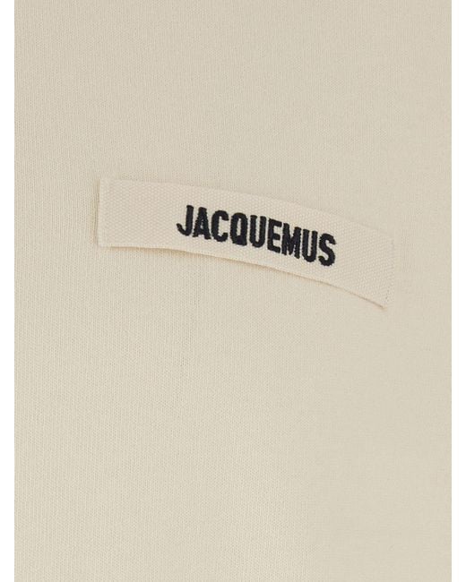 Jacquemus Natural Contrast Appliqué Logo Cotton Crew-Neck T-Shirt for men