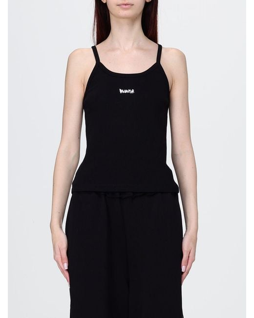 DISCLAIMER Black Slim Fit Stretch-Cotton Top With Contrast Logo