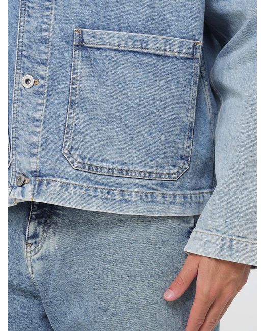 Emporio Armani Blue Relaxed Fit Cotton Denim Shirt Jacket With Patch Pockets for men