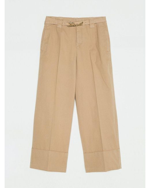 Twinset Natural Cropped Cotton Pants