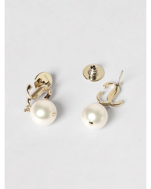 Jimmy Choo Brown Jc Pearl Brass Earrings With Synthetic Pearls