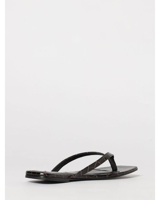 Totême  Brown Crocodile-Effect Leather Sandals