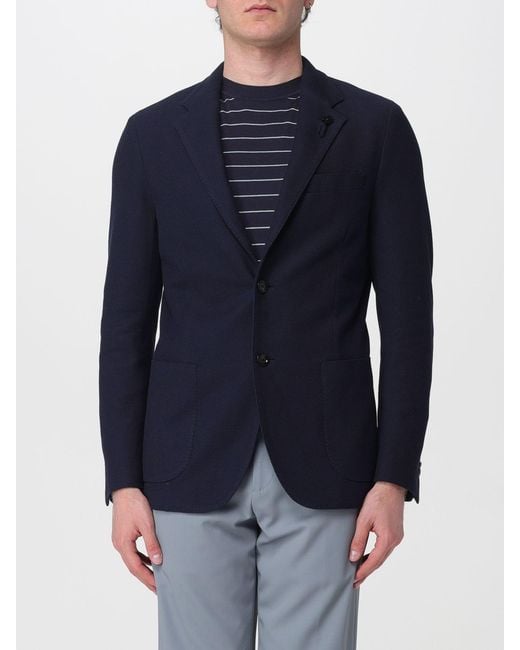 Lardini Blue Single-Breasted Jersey Jacket for men