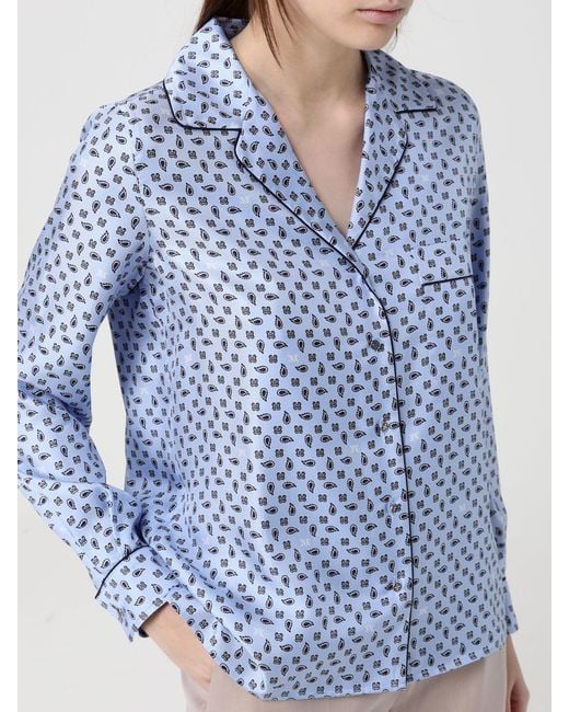 Max Mara Blue Disco Printed Silk Shirt